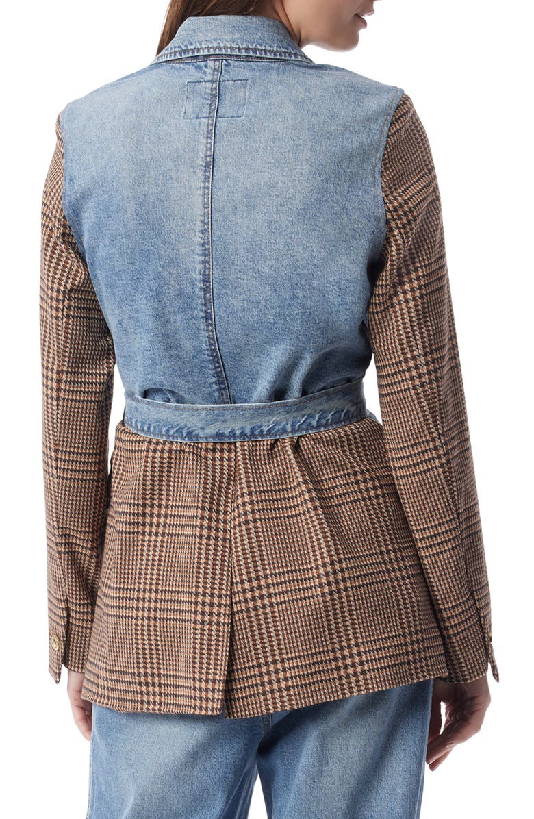 DO by Dee Ocleppo Everly Mixed Media Belted Blazer, Alternate, color, Lakeside Wash - Glen Plaid