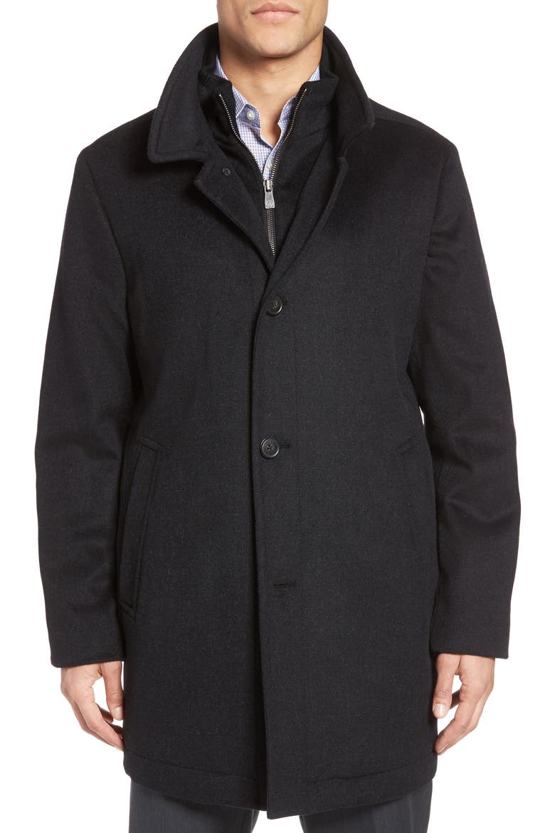 MacBeth Car Coat with Bib, Main, color, BLACK HEATHER
