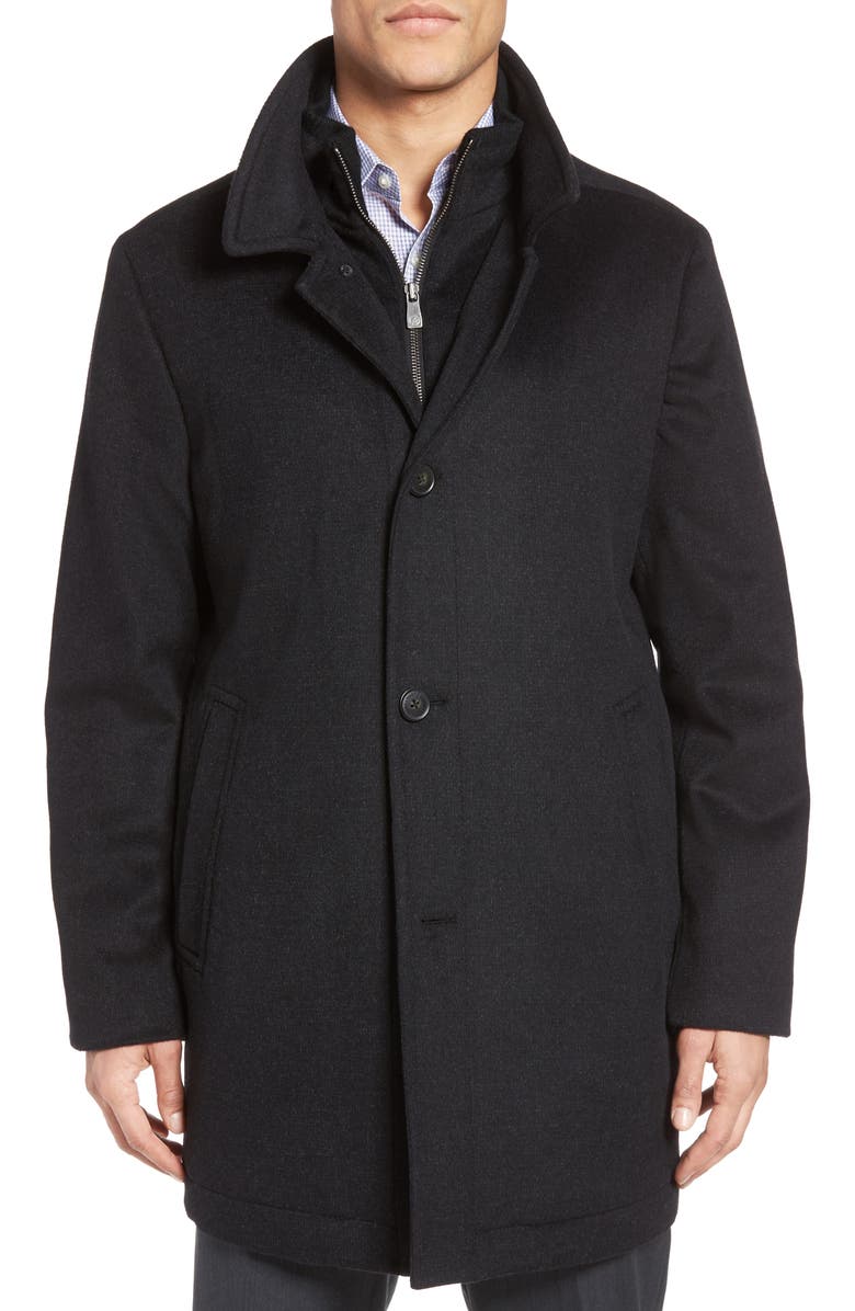 Hart Schaffner Marx MacBeth Car Coat with Bib, Main, color, Black Heather