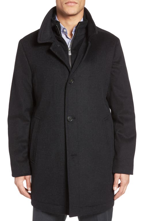 Hart Schaffner Marx MacBeth Car Coat with Bib in Black Heather 