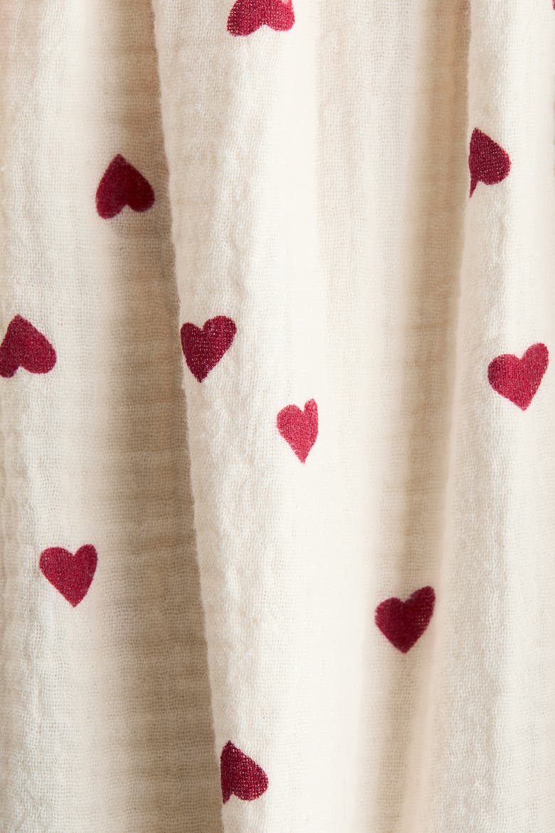Cotton Muslin Dress, Alternate, color, Light beige/hearts