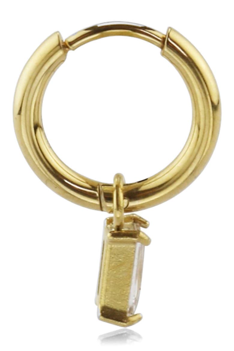 Cubic Zirconia Drop Huggie Hoop Earrings, Alternate, color, GOLD