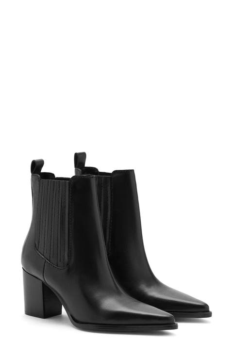 Pointed Toe Block Heel Ankle Bootie (Women)