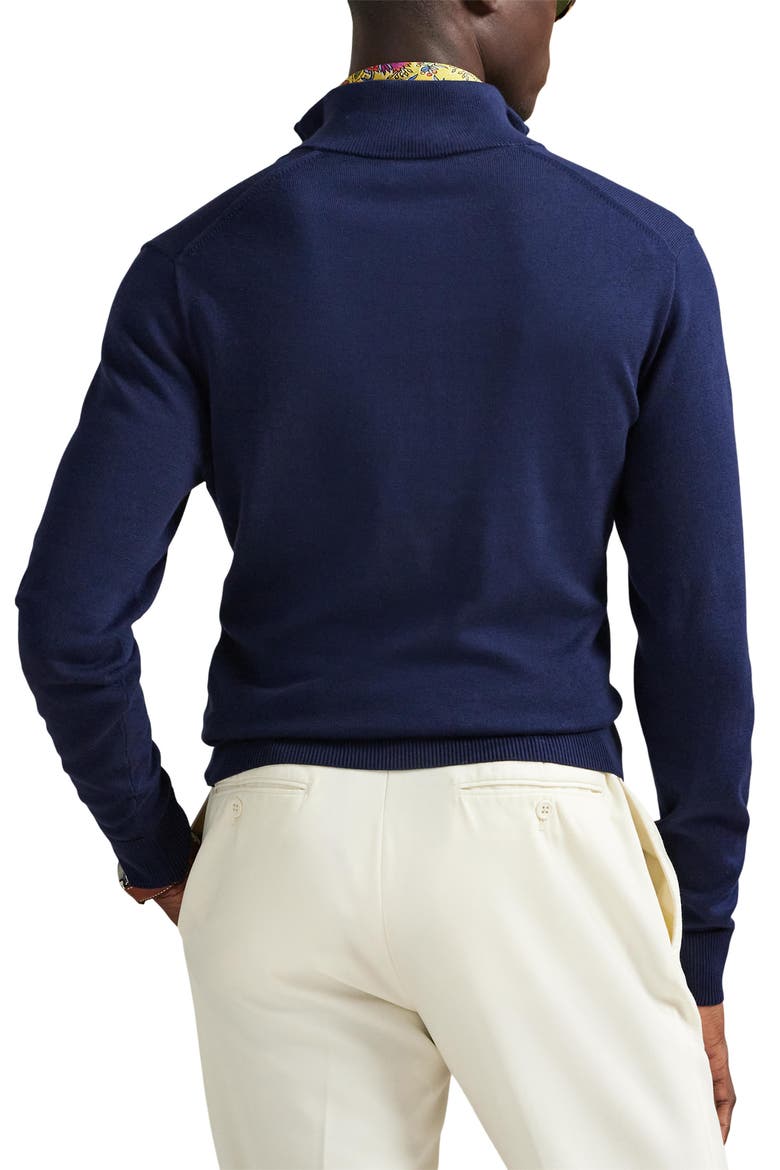 Mock Neck Cotton Quarter Zip Sweater, Alternate, color, BLUE