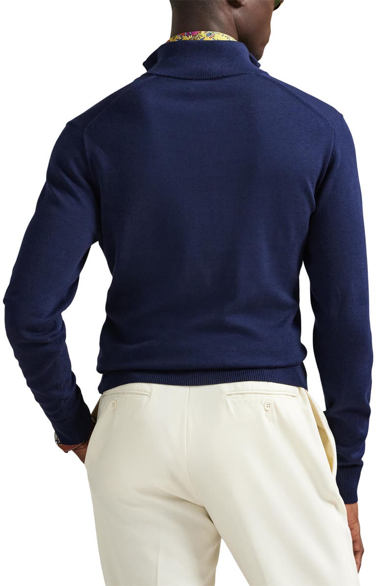 Polo Ralph Lauren Mock Neck Cotton Quarter Zip Sweater, Alternate, color, Blue