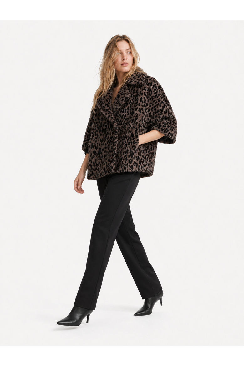 Armonia Shearling Bolero Jacket, Alternate, color, Tortora /Leo