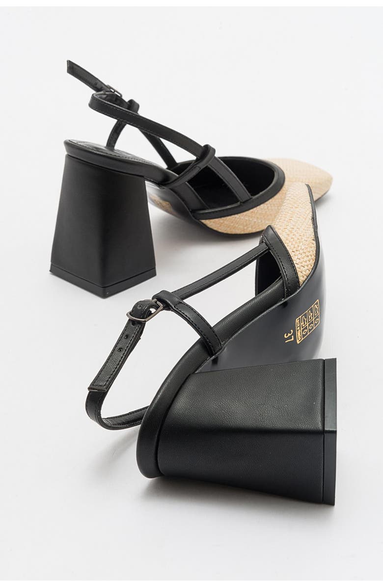 Prologue Shoes Rivie Raffia Square Toe Block Heel Pump, Alternate, color, Black