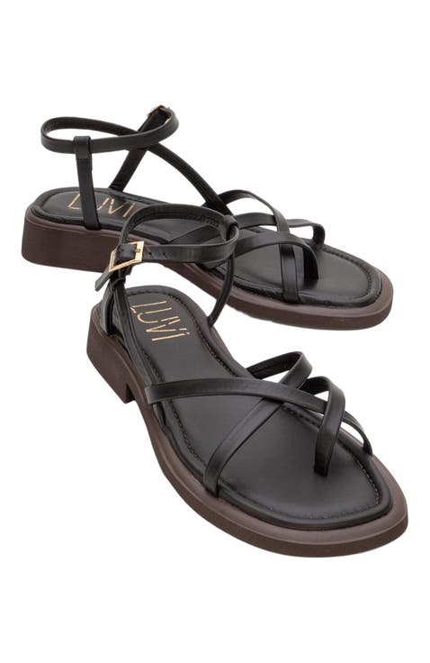 Antas Strappy Leather Flat Sandals (Women)