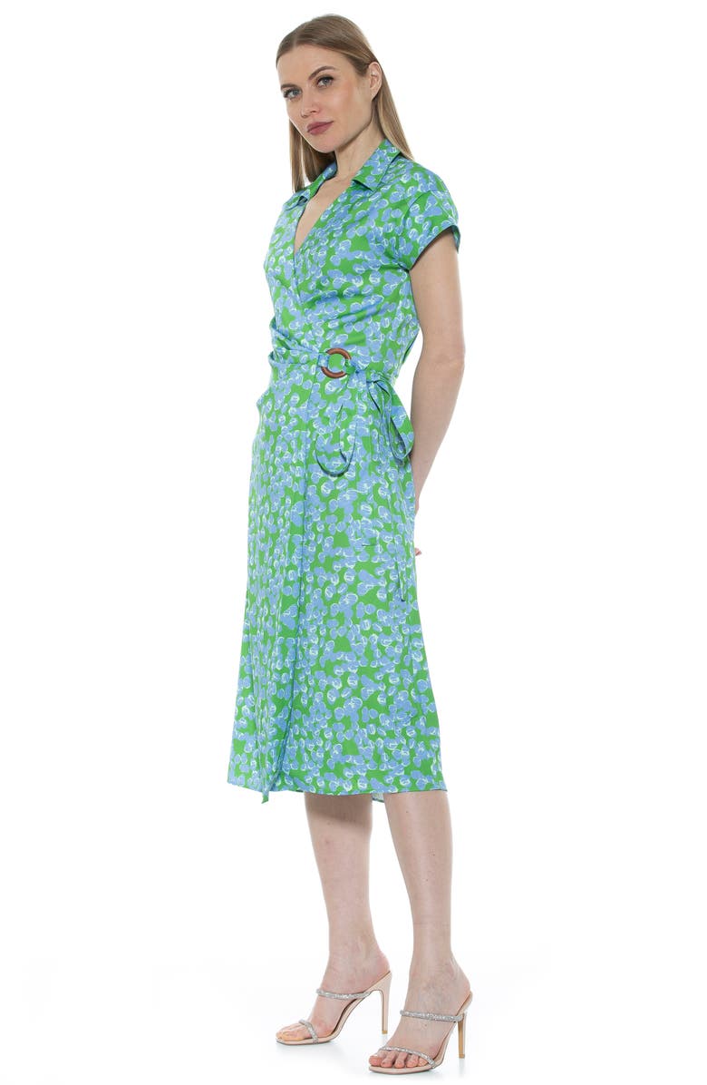 Alexia Admor Paris Surplice Wrap Midi Dress, Alternate, color, Green Multi