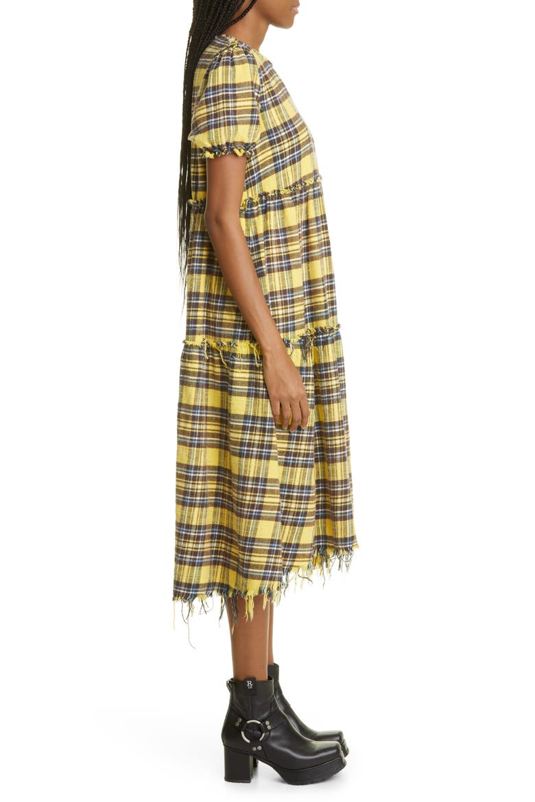 Plaid Distressed Cotton Flannel Maxi Dress, Alternate, color, YELLOW PLAID