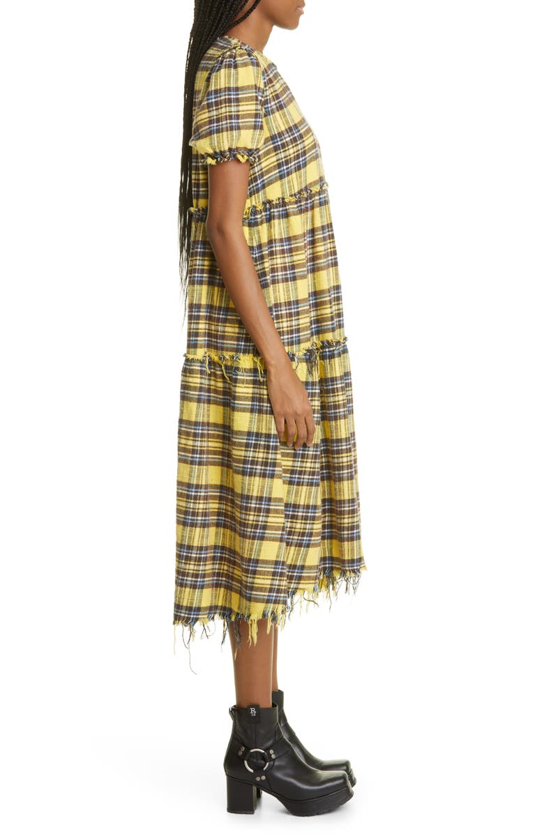 R13 Plaid Distressed Cotton Flannel Maxi Dress, Alternate, color,