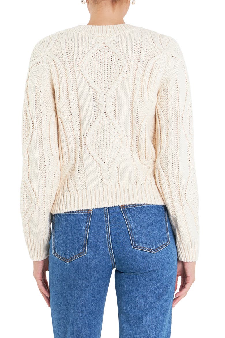 Sports Club Logo Embroidered Cable Stitch Sweater, Alternate, color, IVORY