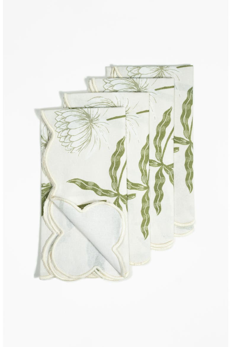 Storytime Dahlias Table Linens Set, Alternate, color, Green