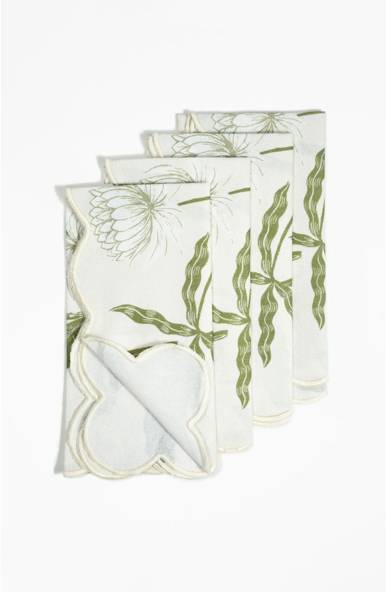 Bond & Grace Storytime Dahlias Table Linens Set, Alternate, color, Green