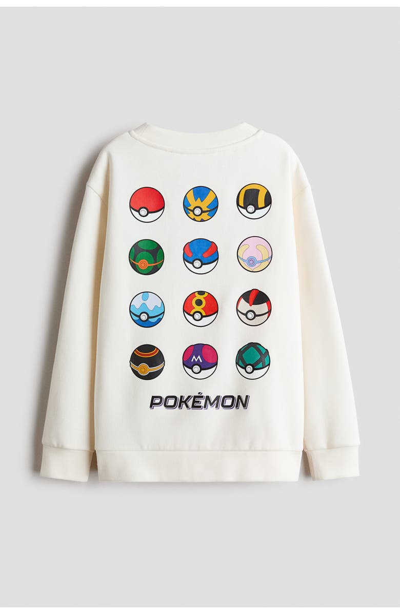 H&M Printed sweatshirt, Alternate, color, Cream/Pokémon
