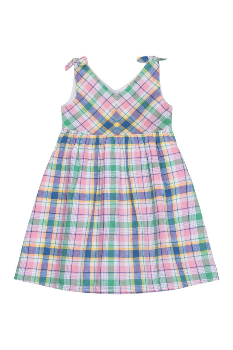 Baby Girls' Organic Eyelet Bow Shoulder Dress, Infant, Alternate, color, Flower Show Plaid