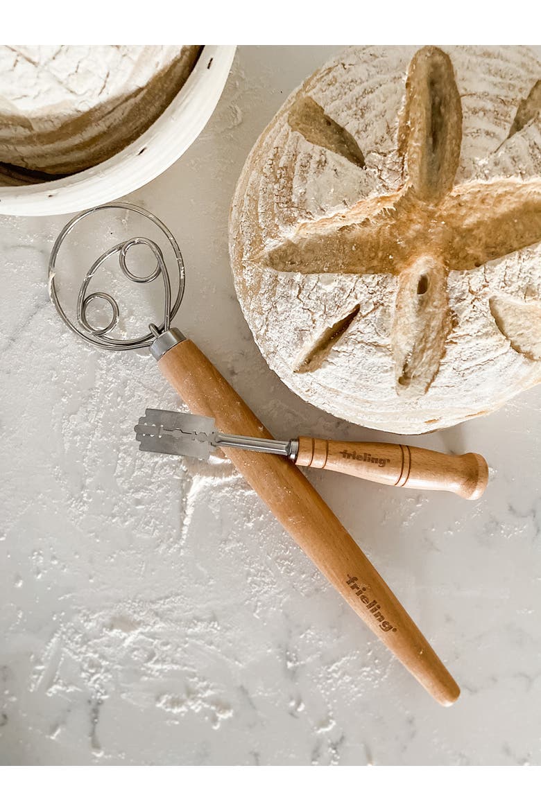 Wood and Stainless Batter and Dough Whisk for Mixing Bread Dough, 13-Inch, Natural, Alternate, color, Silver