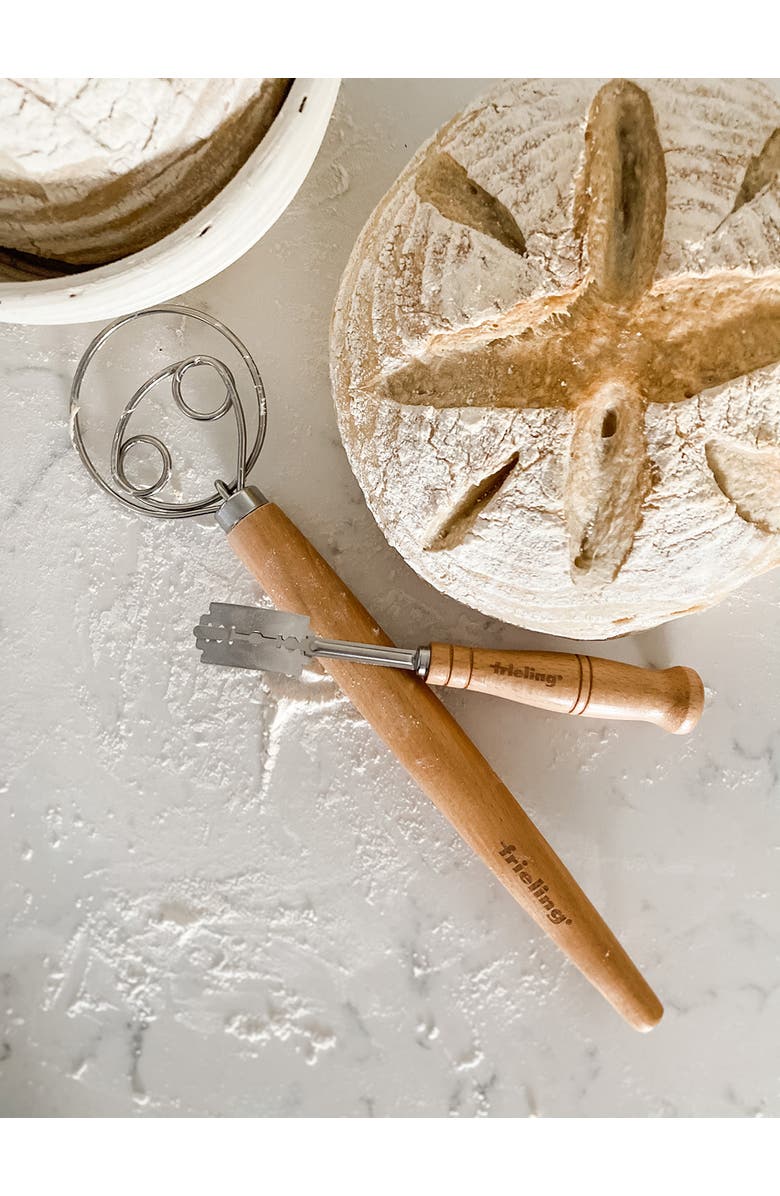 FRIELING Wood and Stainless Batter and Dough Whisk for Mixing Bread Dough, 13-Inch, Natural, Alternate, color,