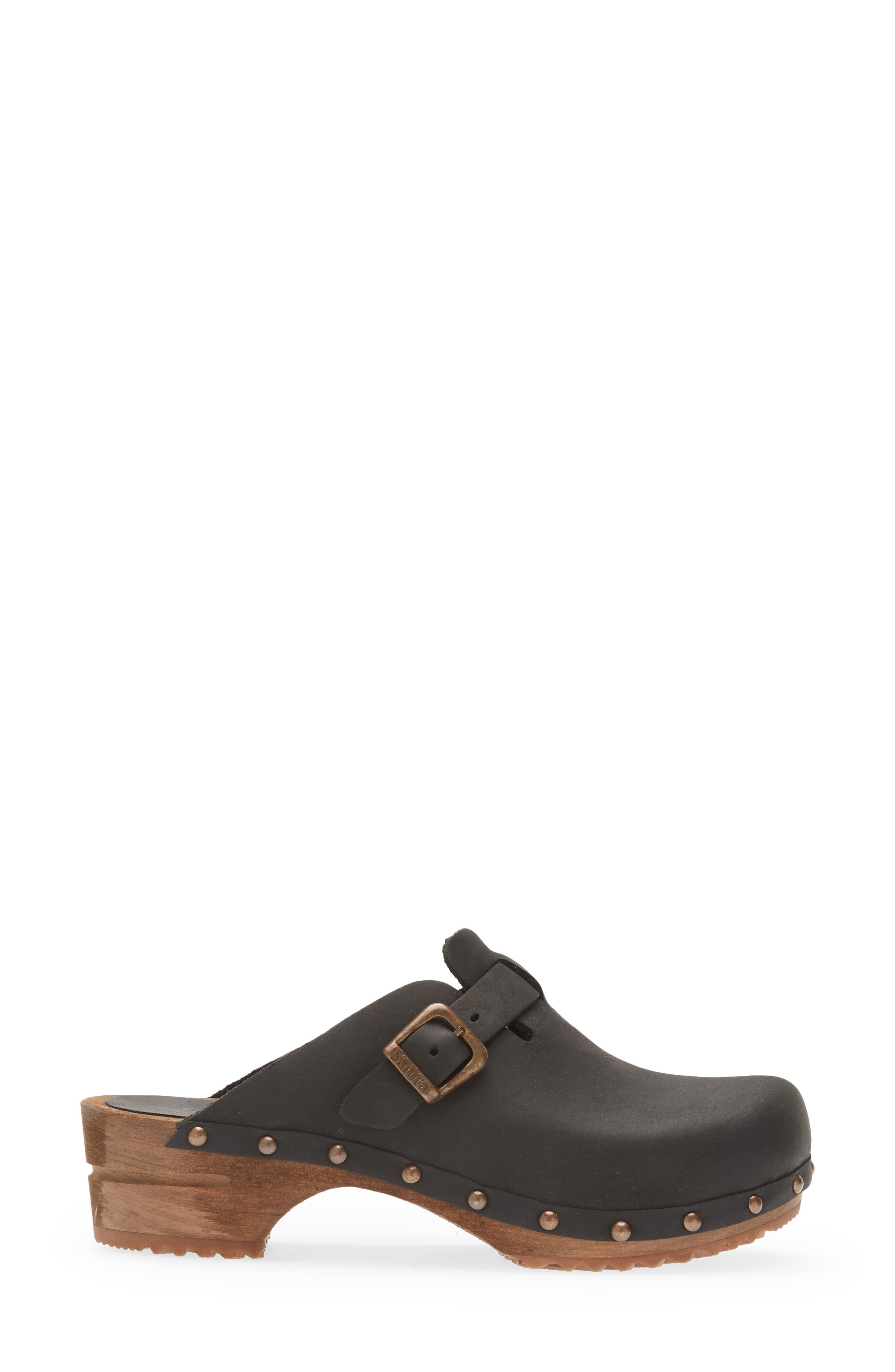Sanita Kristel Stud Leather Clog, Alternate, color, Black