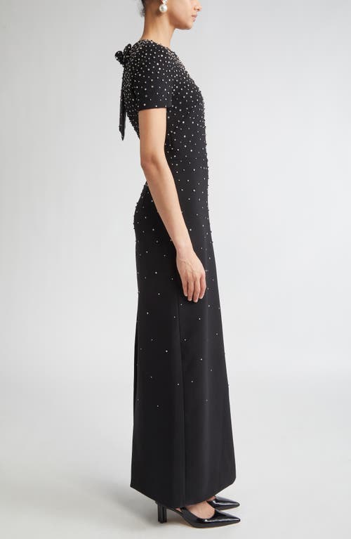 Carolina Herrera Crystal Embellished Stretch Crepe Column Gown In Black