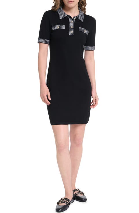 Tweed Johnny Collar Sweater Dress