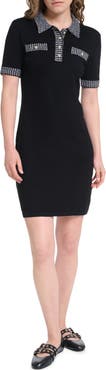 KARL LAGERFELD PARIS Tweed Johnny Collar Sweater Dress