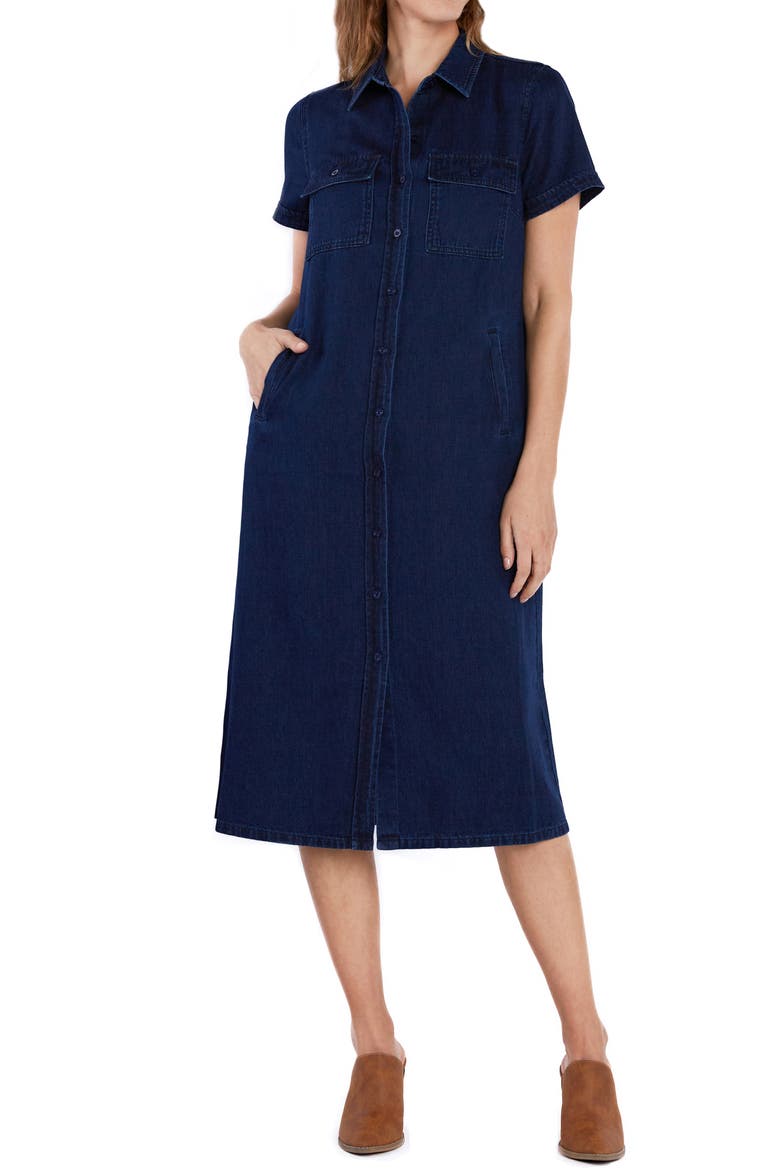 Mendocino Cotton & Linen Denim Shirtdress, Alternate, color, NAPA BLUE