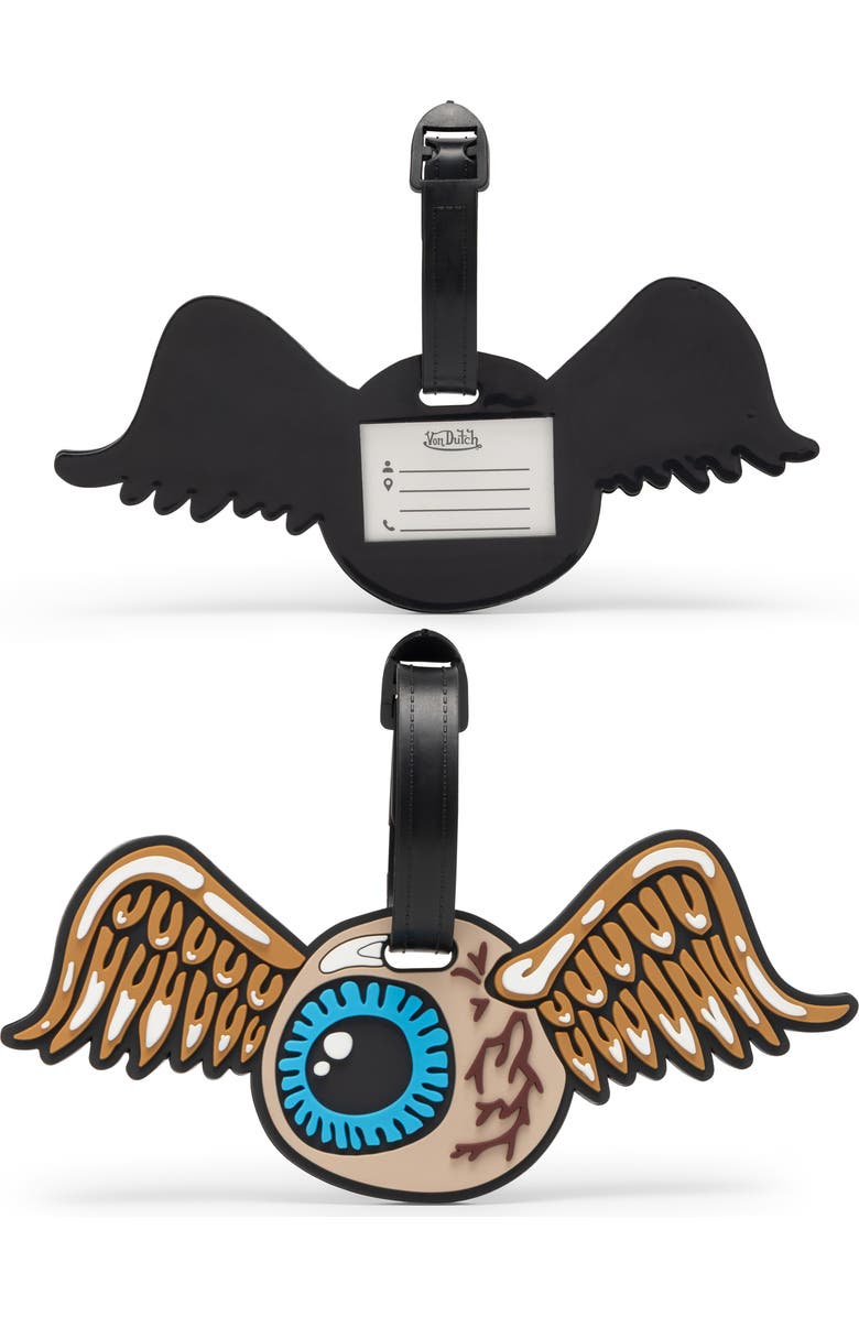 Von Dutch Flying Eyeball 2-Piece Suitcase ID Tag Set with Adjustable Straps, Main, color, Flying Eyeball