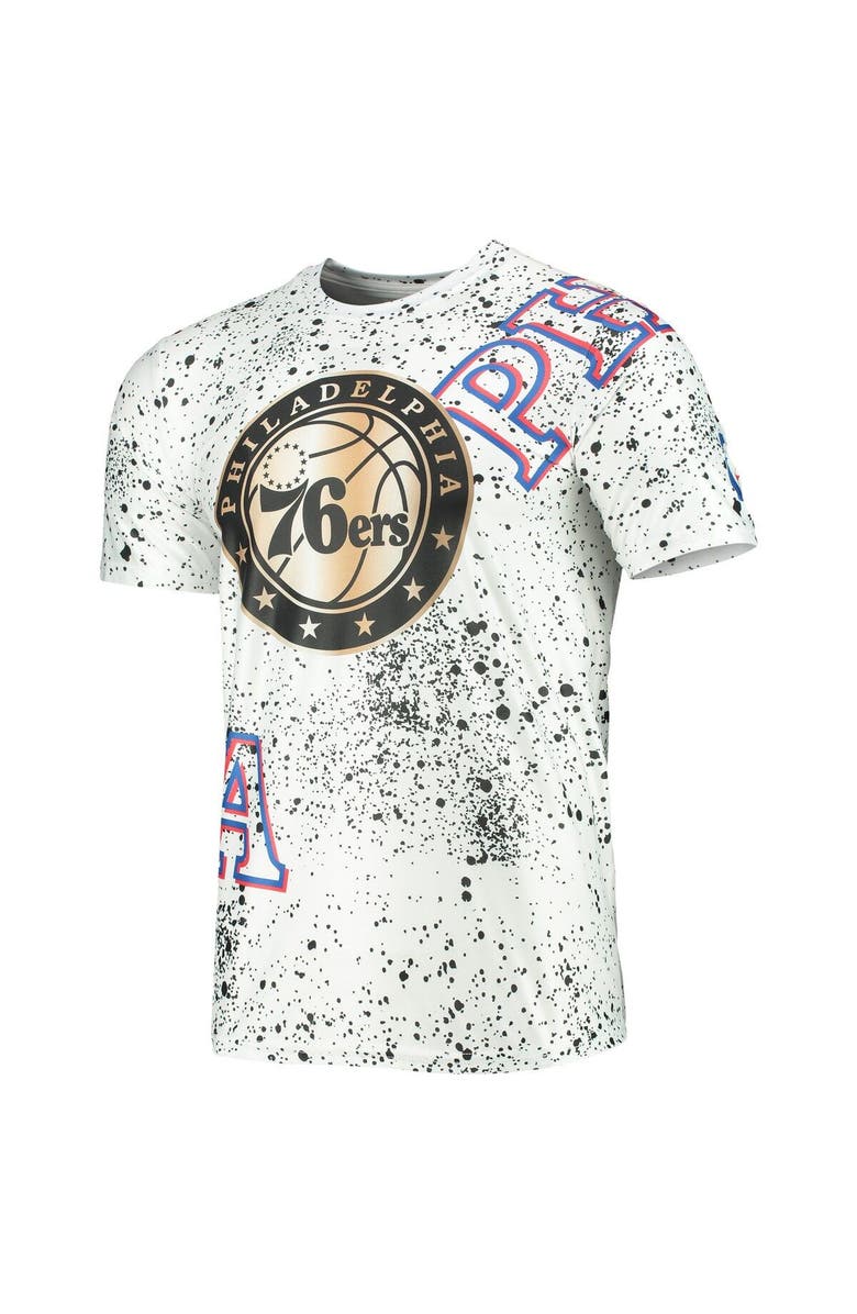 FISLL Men's FISLL White Philadelphia 76ers Gold Foil Splatter Print T-Shirt, Alternate, color, White