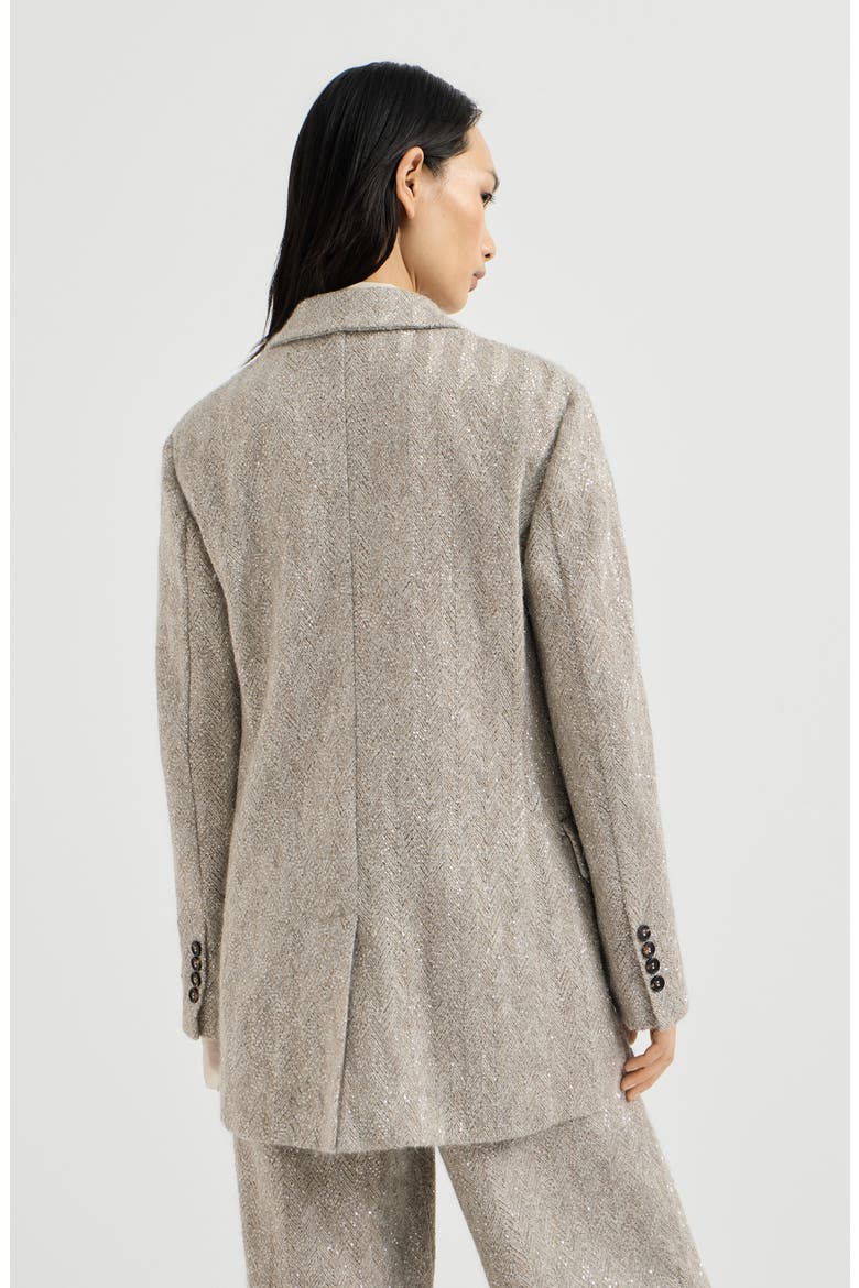 Dazzling chevron embroidery blazer in sparkling mohair and wool, Alternate, color, Rope