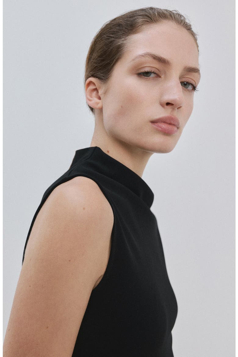 Asymmetric Midi Sheath Dress, Alternate, color, BLACK