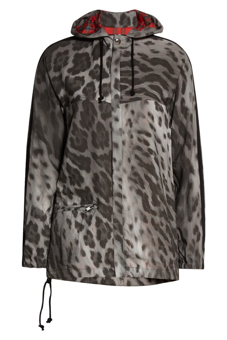 Leopard Print Hooded Jacket, Alternate, color, GREY