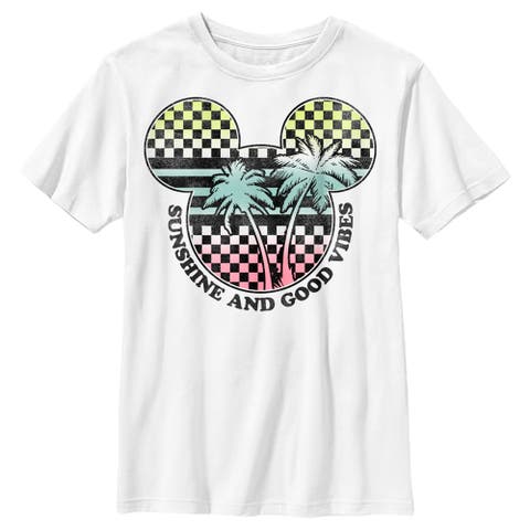 Boy's Mickey & Friends Checkered Sunshine and Good Vibes  Graphic T-Shirt