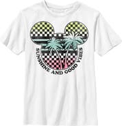 Mickey & Friends Boy's Mickey & Friends Checkered Sunshine and Good Vibes  Graphic T-Shirt