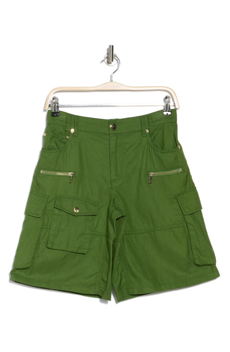 Alice + Olivia Jaxon Super Slouchy Cargo Shorts, Alternate, color, Avocado