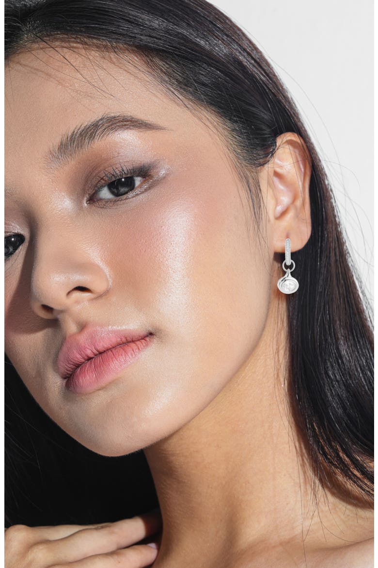 Huggie Drop Earrings, Alternate, color, SILVER