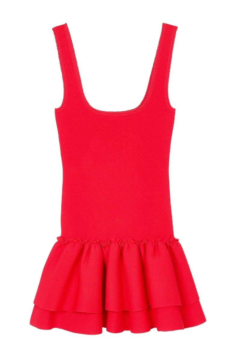 SANDRO Mini knit dress with ruffles, Alternate, color, 