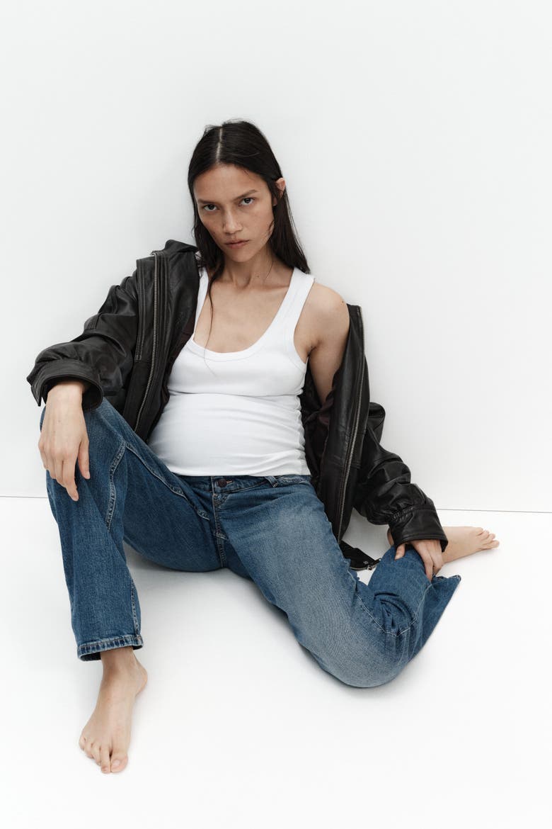 Mama Slim Straight High Waist Jeans, Alternate, color, Denim blue