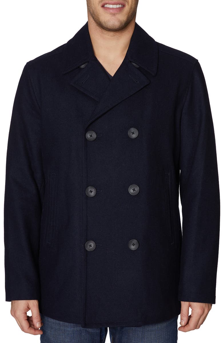 Nautica Wool Blend Peacoat, Main, color, Dark Navy