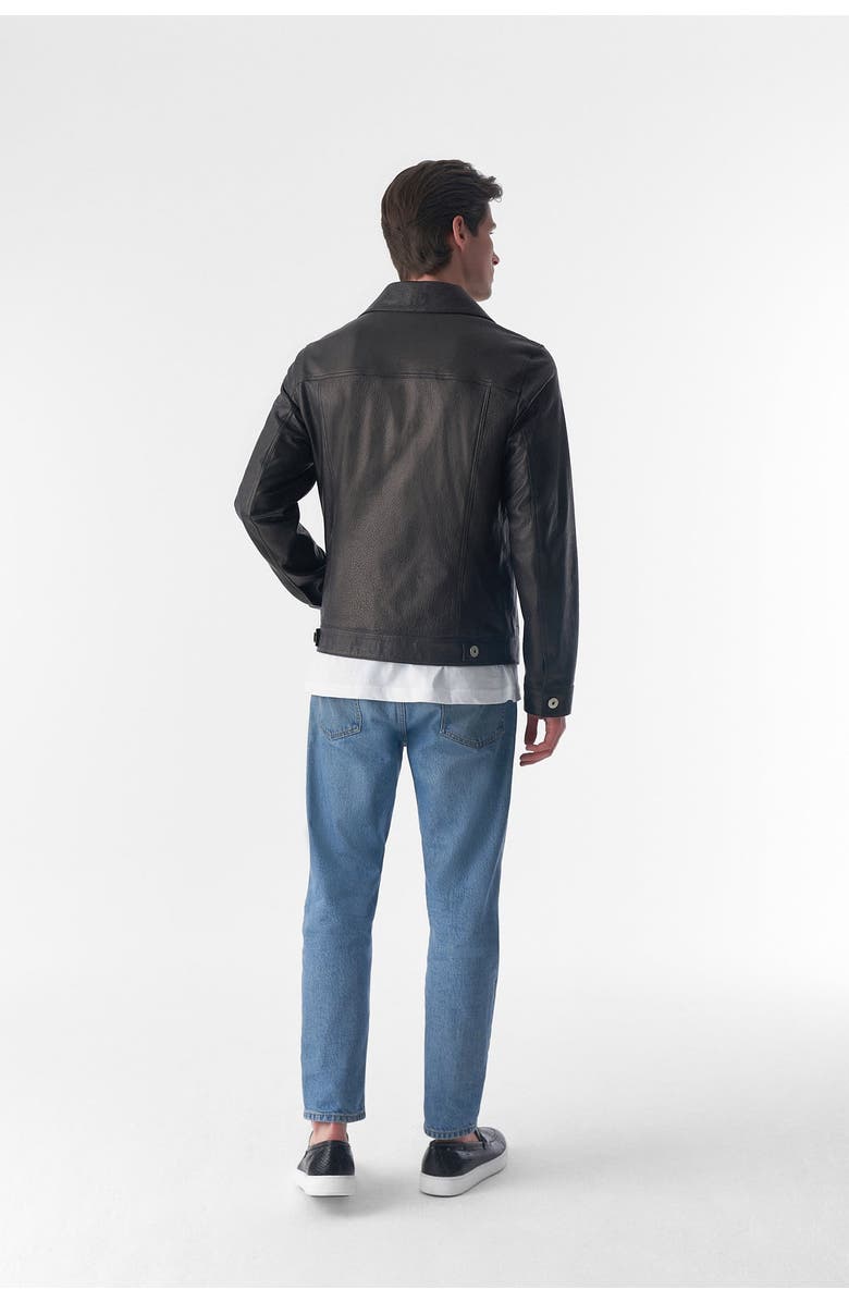 Furniq UK Cyril Leather Jacket, Alternate, color, Black