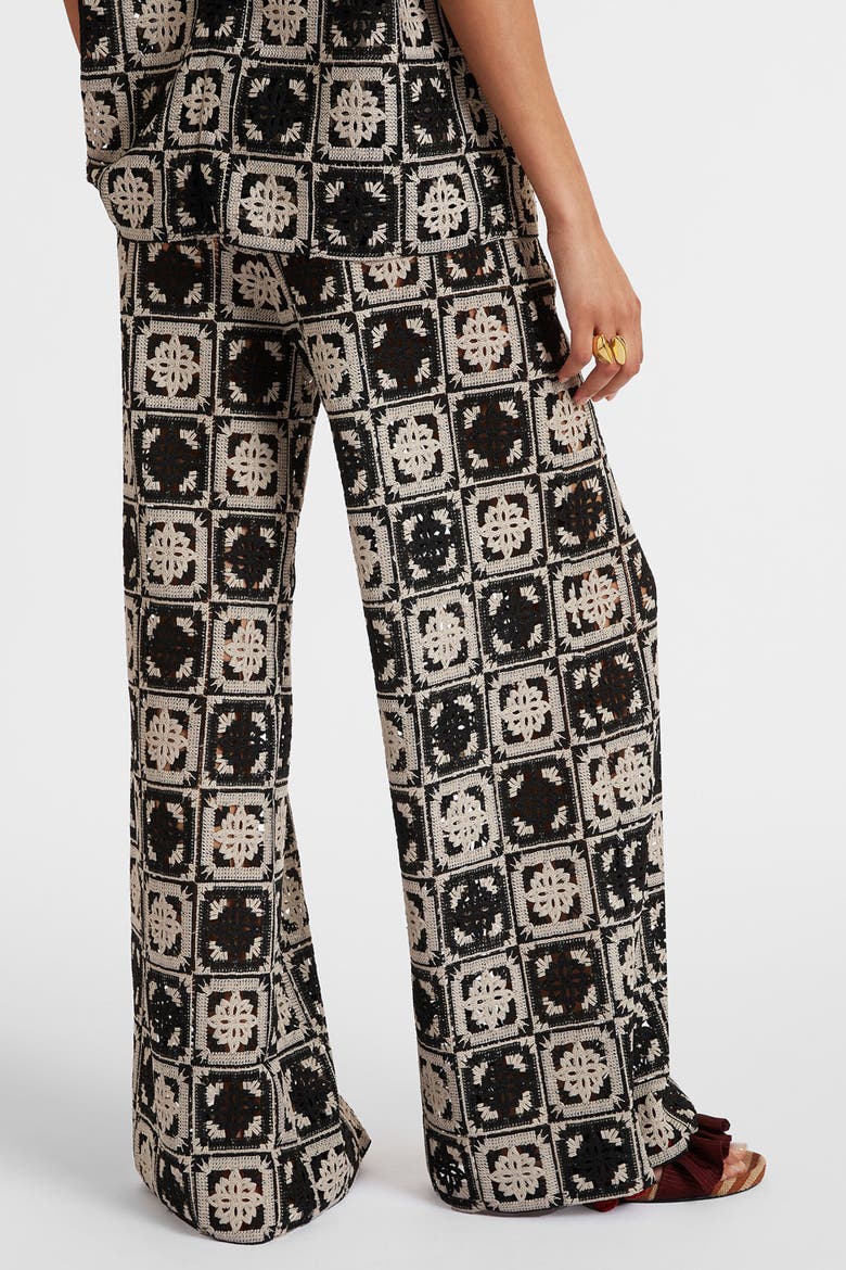 Palazzo Pants, Alternate, color, Mini Tiles Macrame' Black