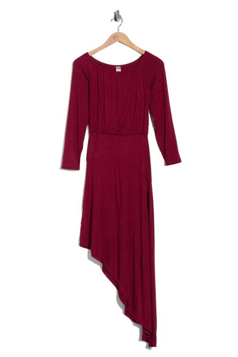 Long Sleeve Asymmetric Hem Dress, Alternate, color, POPPY RED