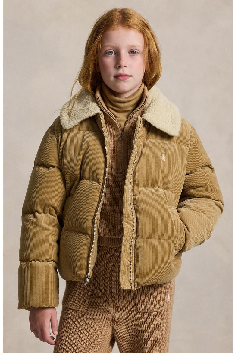 Cotton Corduroy Down Jacket, Alternate, color, KHAKI