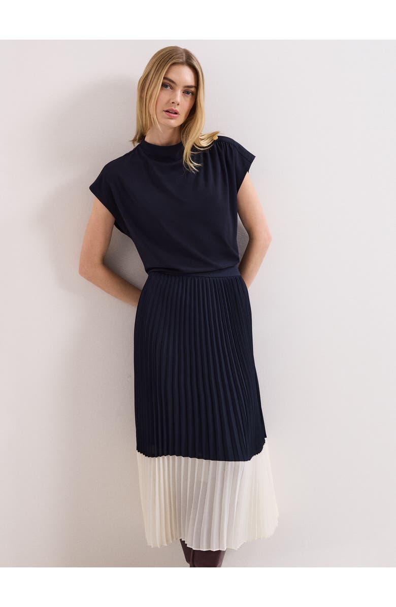 Phase Eight Eleanor Pleated Midi Skirt, Alternate, color, Navy