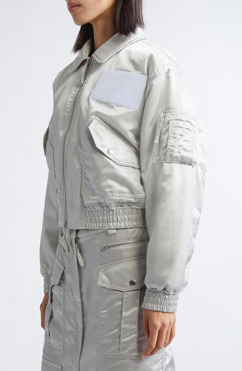 Vaquera Satin Flight Jacket, Alternate, color, Light Grey 1