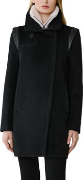 Soia & Kyo Kiana Wool Blend Coat with Removable Faux Shearling Bib