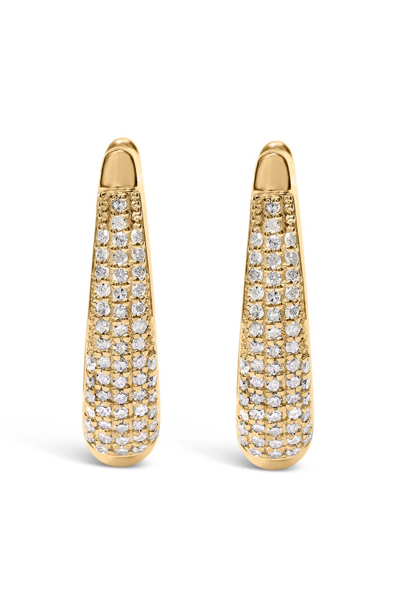 Haus of Brilliance 14K Yellow Gold Plated Silver 3/8 Cttw Pave Set Diamond Hoop Earrings, Alternate, color, Yellow