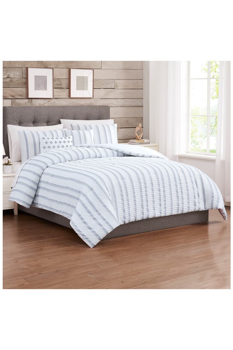 Jacquard Microfiber 5-Piece Comforter Set, Alternate, color, WHITE