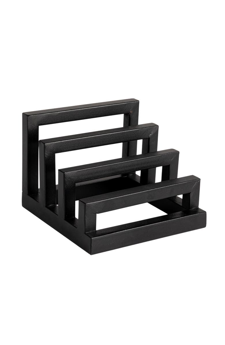 Storied Home Tri-Sectional Metal Plate Stand Organizer, Black, Main, color, Black