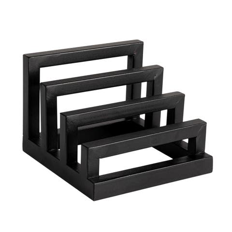 Tri-Sectional Metal Plate Stand Organizer, Black